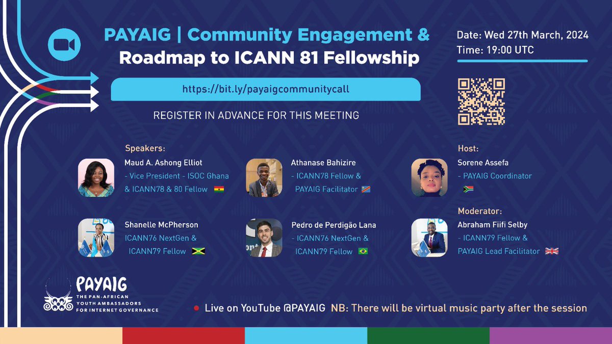 Join us today for an exciting PAYAIG Community Engagement session and roadmap to #ICANN 81 Fellowship! 🌐 #ICT4SDG #IGF2024 #WSIS #GenerationConnect #InternetWeWant #DigitalFutureForAll