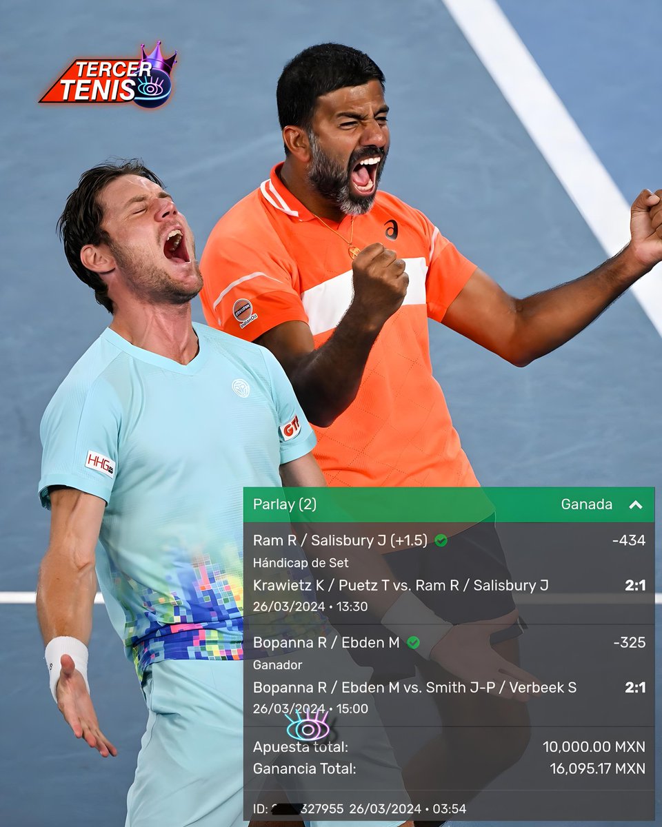 TercerOjoPicks's tweet photo. En mi canal oficial de #Tennis 🍾🎾
seguimos dando verde tras verde ✅
regalando dinero. 💰🧨
👉🏻 https://t.co/w2nnjLGwyM
⠀ 
⠀ ⠀⠀⠀ ⠀⠀⠀ 49✅14🔻⠀
🎾 NO INTENTEN IGUALARNOS 🫵🏻
#FreePicks #TennisParadise #tipster https://t.co/4h8V1WkZJT