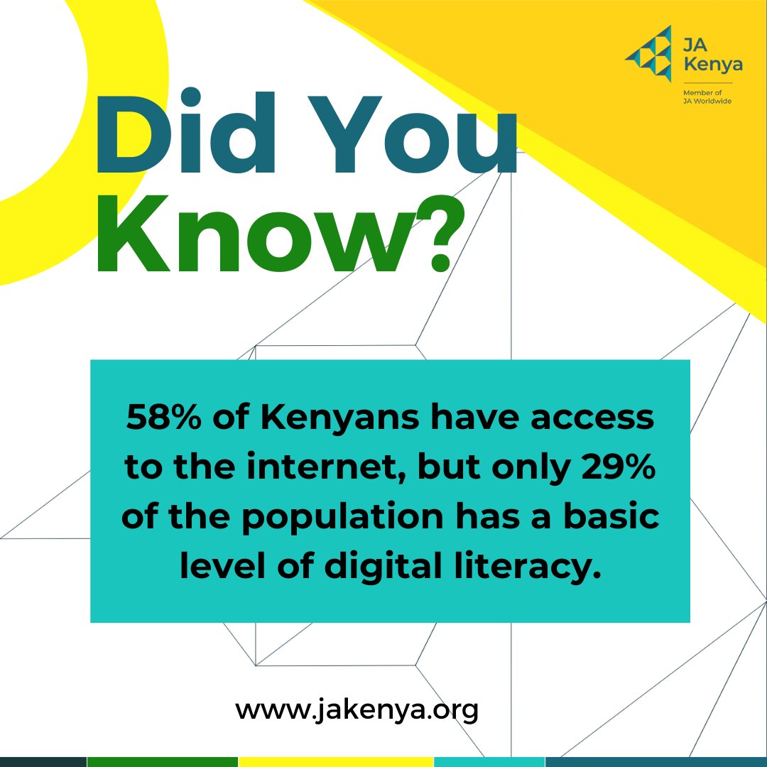 Digital literacy is not just a skill; it's a pathway to opportunity. Let's ensure that every young Kenyan has the chance to develop the digital competencies needed for success in today's world.
Join us in advocating for greater investment in digital literacy initiatives
 #JAKenya