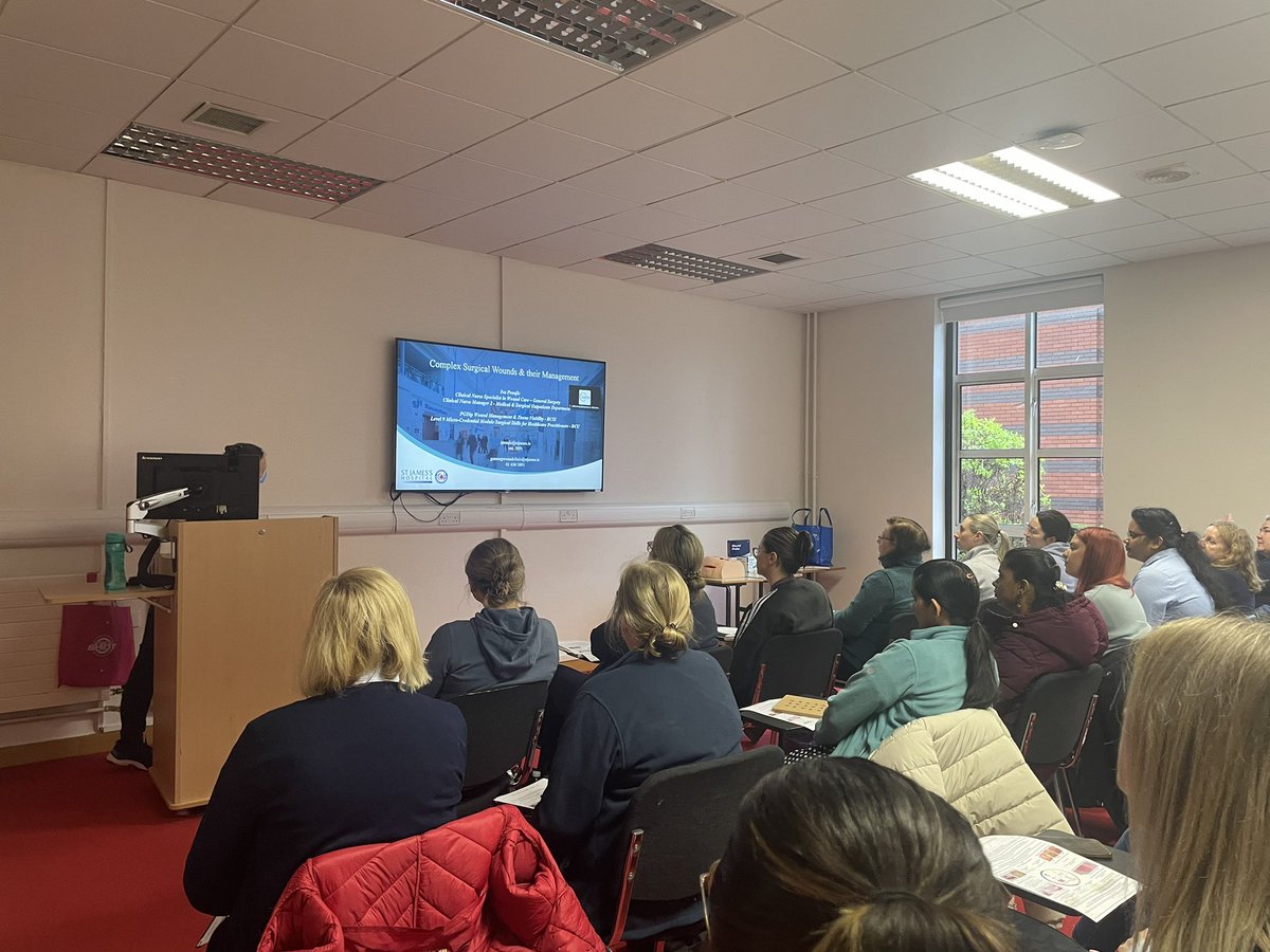 A truly outstanding session by @Iva64034813 on complex wound management study day 👏👏@stjamesdublin .Her profound knowledge, valuable insights and effective strategies has equipped learners to provide quality nursing care for our patients. #PersonCentredCare #woundmanagement