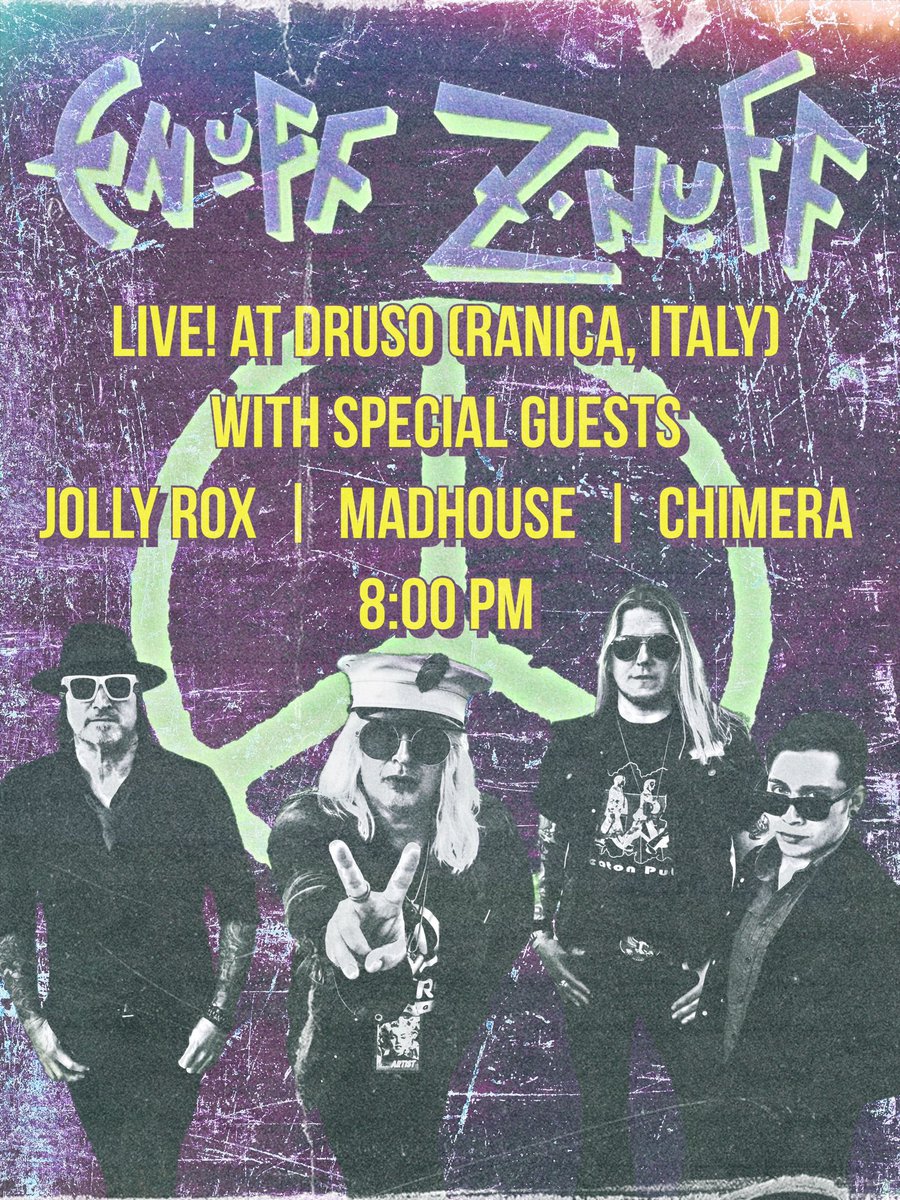 Enuff Z'Nuff (@enuffznuff) on Twitter photo We are on our way! Looking forward to rocking @drusobg with our brothers <a href="/jollyrox/">Jolly Rox - Official</a>, @madhouserockband, and @chimera_bs. See you beautiful people tonight! 🙏🏻☮️💚 We are on our way! Looking forward to rocking @drusobg with our brothers <a href="/jollyrox/">Jolly Rox - Official</a>, @madhouserockband, and @chimera_bs. See you beautiful people tonight! 🙏🏻☮️💚