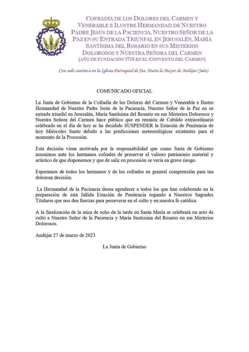 Hermandad Paciencia (@pacienciahdad) on Twitter photo 