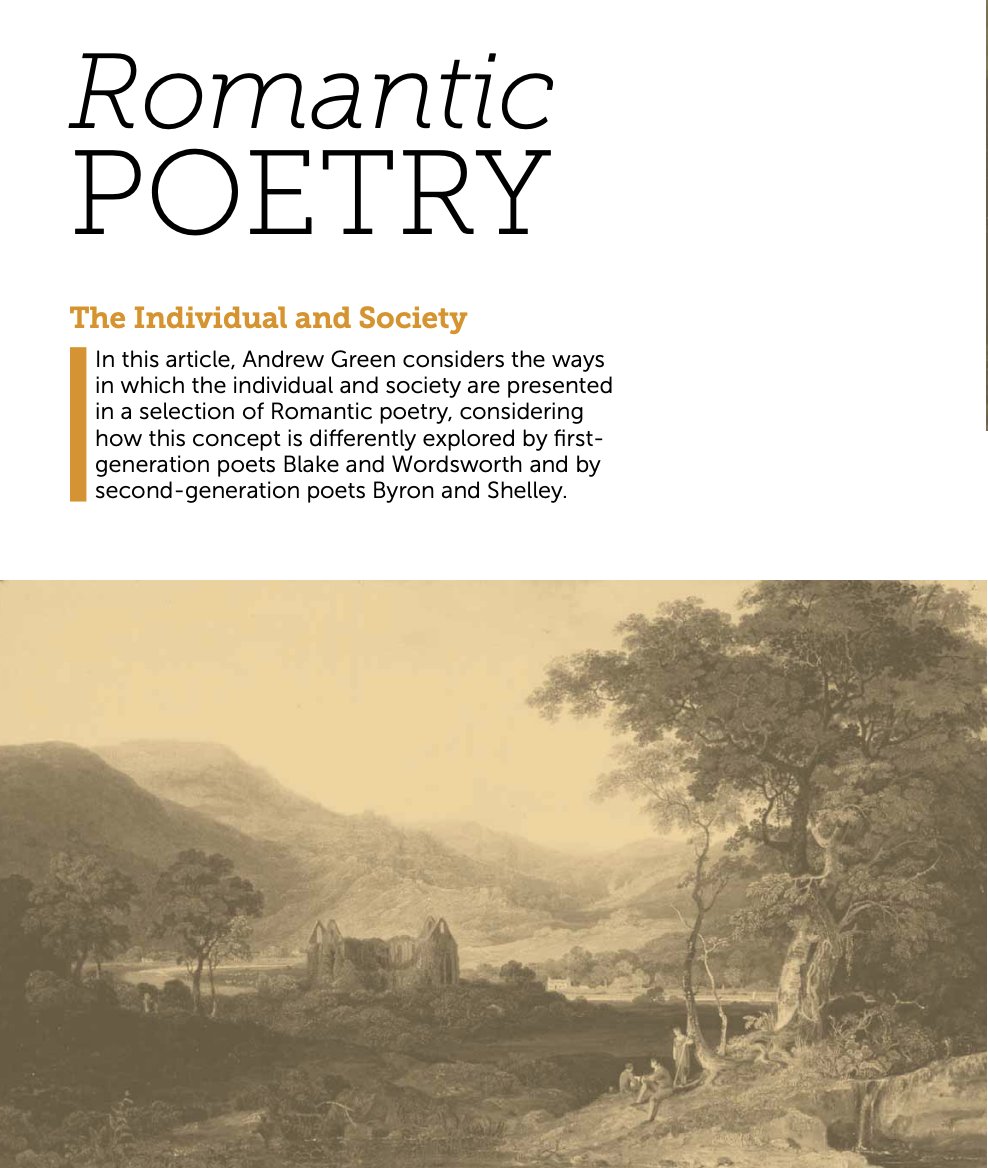 This is such a helpful and interesting piece by one of our favourite writers, @AndrewG87449624 - an overview of ideas about the individual and society in a wide range of Romantic poets. In the April issue of emagazine, online for subscribers now!