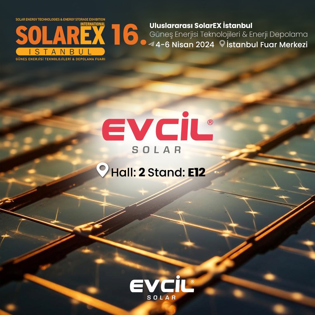 evcil_solar's tweet photo. 16. Uluslararası SolarEX İstanbul 
Güneş Enerjisi Teknolojileri &amp; Enerji Depolama Fuarı’nda 4-5-6 Nisan 2024’te yerimizi aldık. 
☀️ https://t.co/mwt3rFI8Bk