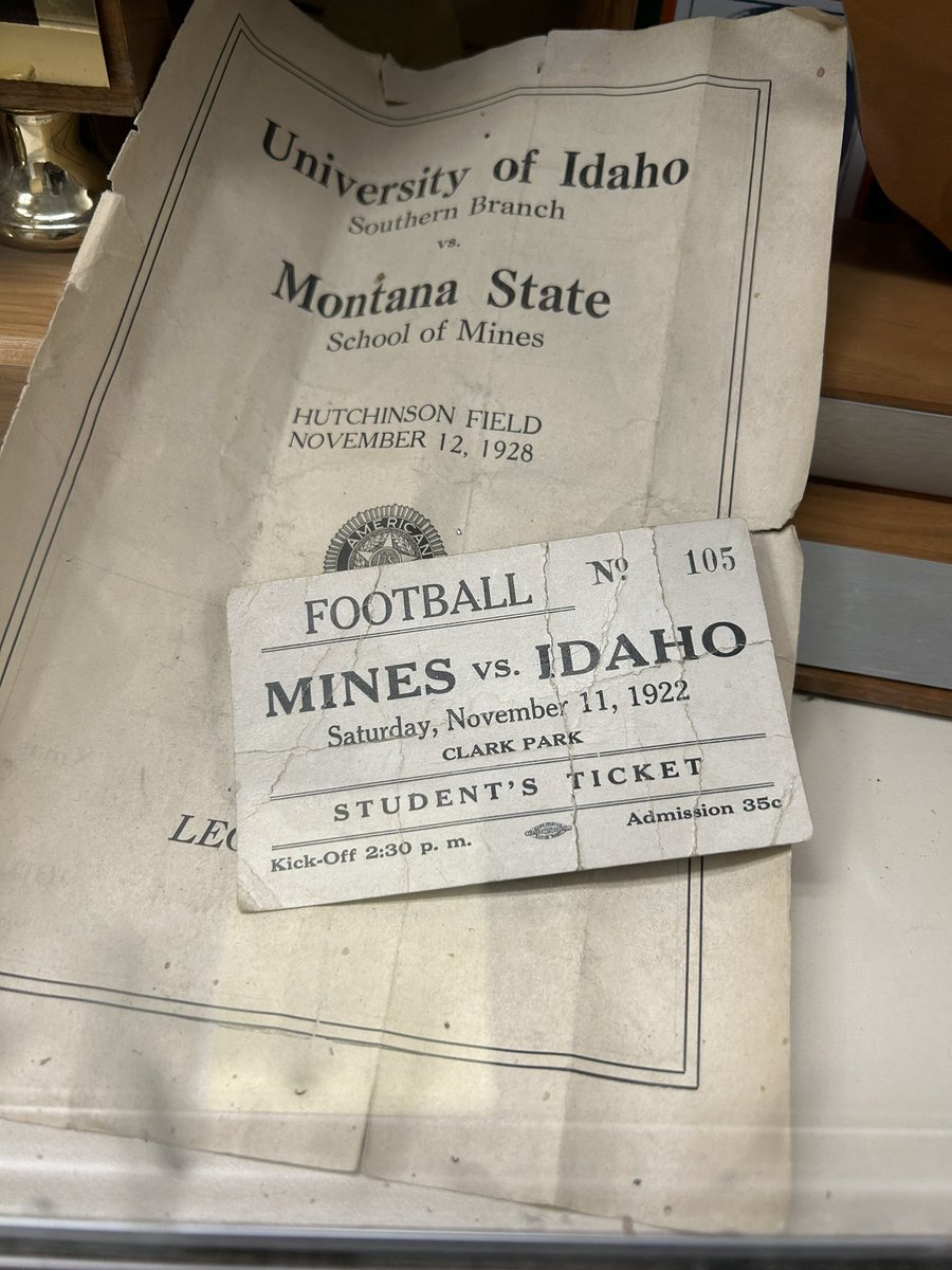 coachbobgreen's tweet photo. Near the end of about 40 years in coaching, it hit me that I might be getting old. 

While showing a recruit around our complex he saw there was a ticket to a Montana School of Mines on November 11th 1922. 

The recruit saw it and said “Did you coach in that game?”

#GoDiggers https://t.co/JgjwNB0zHj