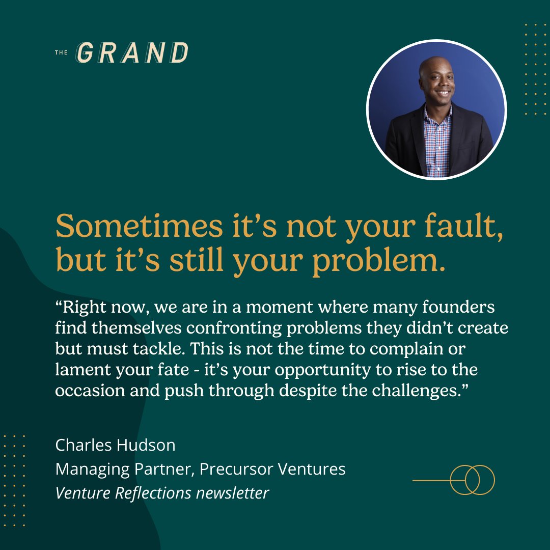 In the current economy, how can VCs support founders in rising to the occasion without sacrificing wellbeing? @chudson, Managing Partner @PrecursorVC will share his POV with The Grand on Friday. Register to join here: thegrand.world/events/what-fo…