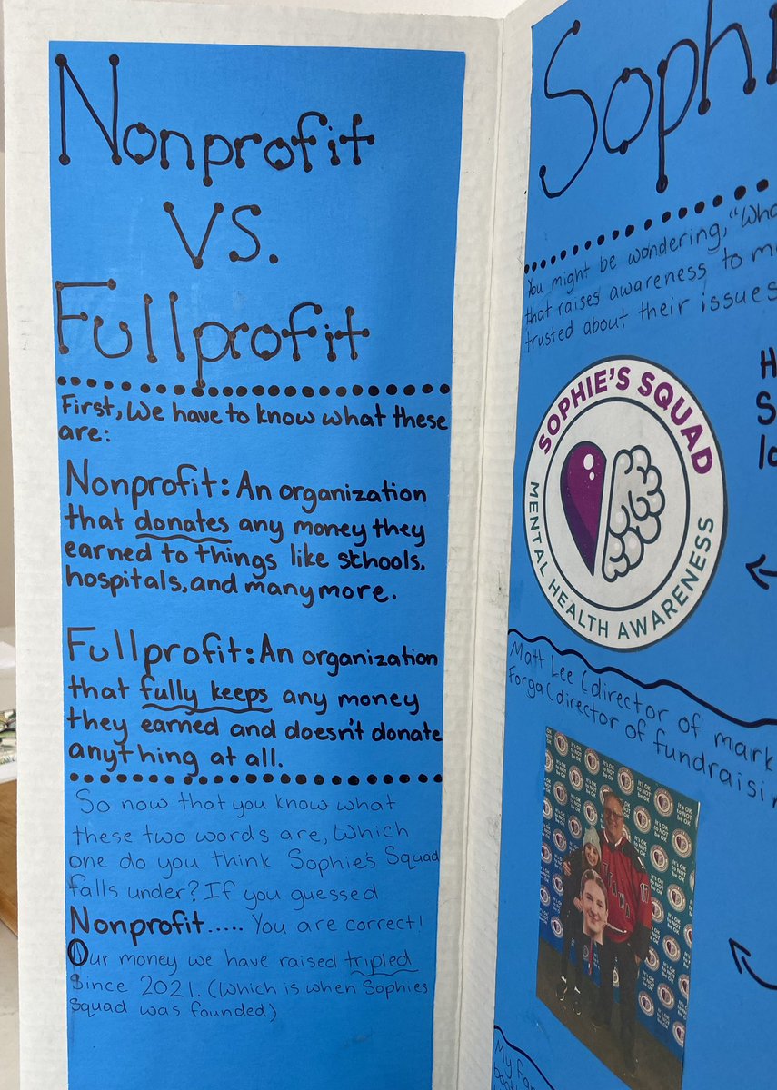 SophiesSquad's tweet photo. Our amazing volunteer Alex Tobias made this amazing project about Sophie’s Squad for school.  Thanks to volunteers like her for helping us end the stigma!
#mentalhealthmatters #itsokaynottobeokay https://t.co/3usV1mlX9F