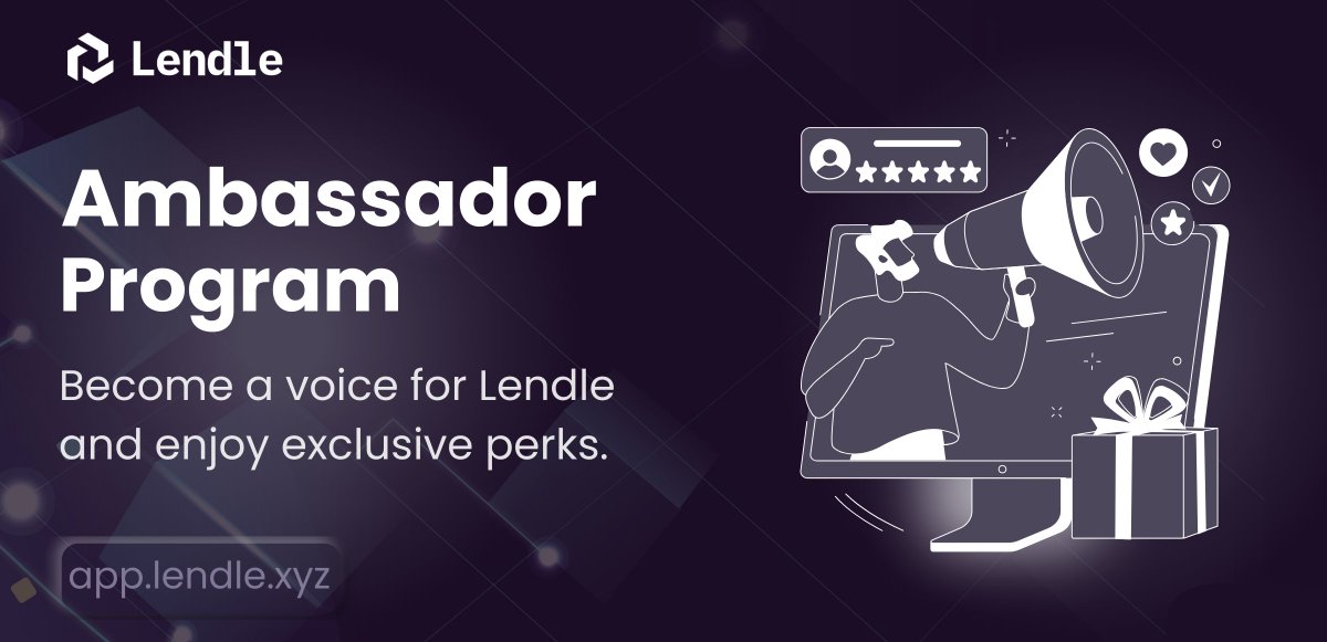 lendlexyz's tweet photo. We're thrilled to announce Lendle’s Ambassador Program! 

Calling on all KOLs and brand ambassadors who are skilled at building communities through content creation.  

Become a voice for Lendle and enjoy exclusive perks.  

Read more ⤵️ 
https://t.co/7ba4eS1sia