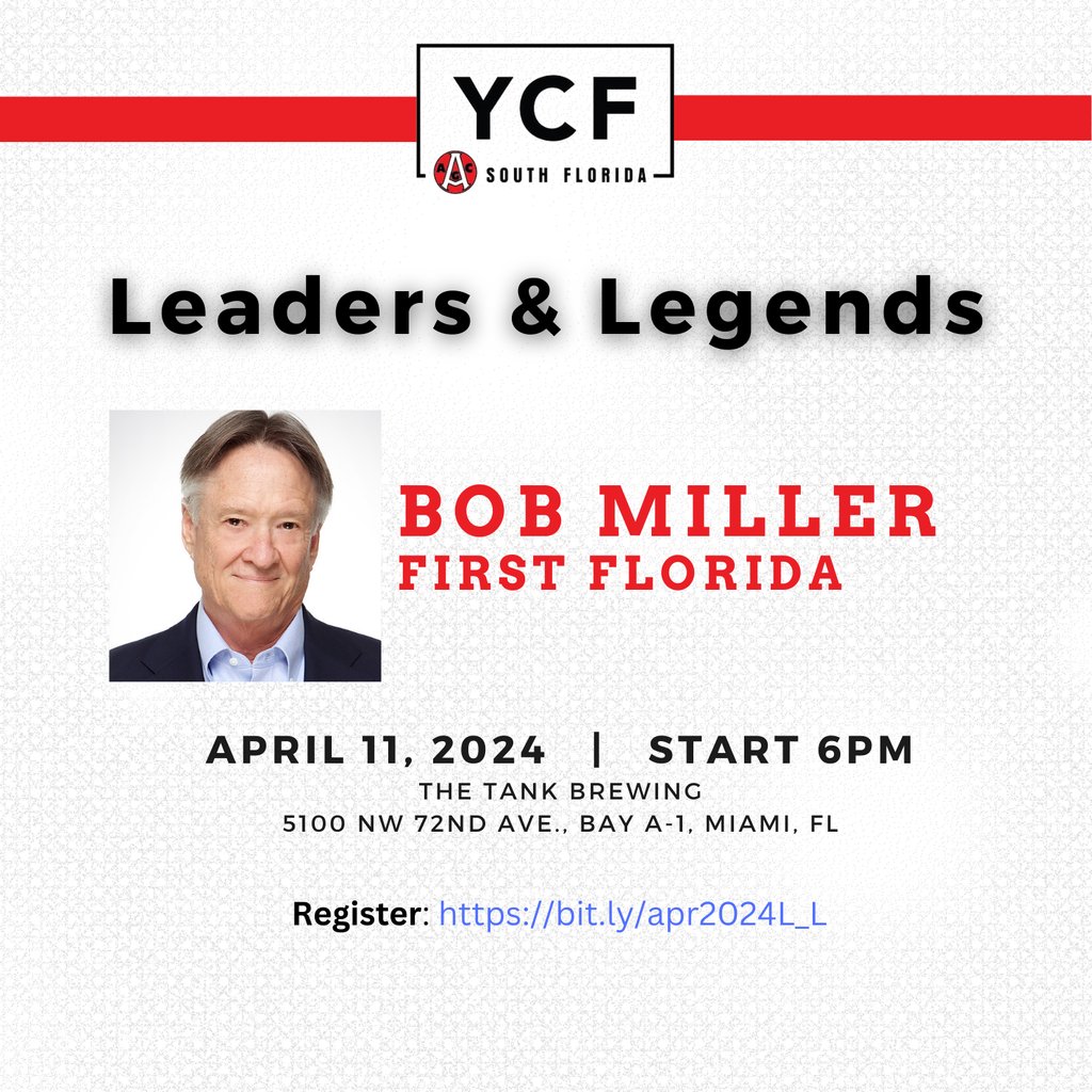 Join The YCF for a night with Bob Miller. Hear his stories and learn how he became the legend that he is today!

This event is limited to the young leaders of The SFAGC contractor member firms only. 

Register: bit.ly/apr2024L_L
