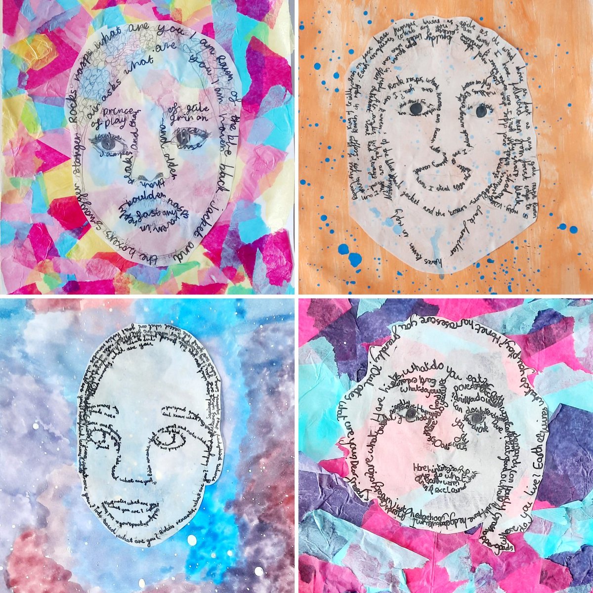 These are amazing! The result of 2 lessons: To explore how a drawing can be developed and combining materials for effect. Well done Hawk class, year 5 👏