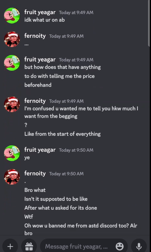 <a href="/aschaoRblx/">aschao</a> 
ASTD Scammed me aswell lmfao, they give me 100 USD for gojo 7 stars animations including cutscene, and for jiren 6,7 stars i only have got 100 when i clearly asked for 200 they lowballed me for 120 and proceed to give me only 100 #RobloxDev #RobloxDevs