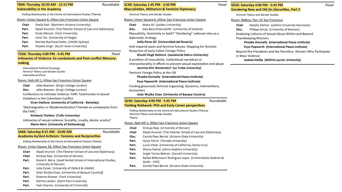 Gender & Intersectional Analysis (GAIA), Fletcher (@fletchergender) on Twitter photo Will you be at #ISA2024? Here's where you can hear from #FletcherGAIA's own <a href="/KimberlyTheidon/">Kimberly Theidon</a>, <a href="/PhoebsG86/">Dr. Phoebe Donnelly</a> and @dipali17 about a diverse range of topics such as violence, activism, masculinities, and fieldwork!
<a href="/isanet/">ISA</a> <a href="/ftgs_isa/">FTGS</a> Will you be at #ISA2024? Here's where you can hear from #FletcherGAIA's own <a href="/KimberlyTheidon/">Kimberly Theidon</a>, <a href="/PhoebsG86/">Dr. Phoebe Donnelly</a> and @dipali17 about a diverse range of topics such as violence, activism, masculinities, and fieldwork!
<a href="/isanet/">ISA</a> <a href="/ftgs_isa/">FTGS</a>