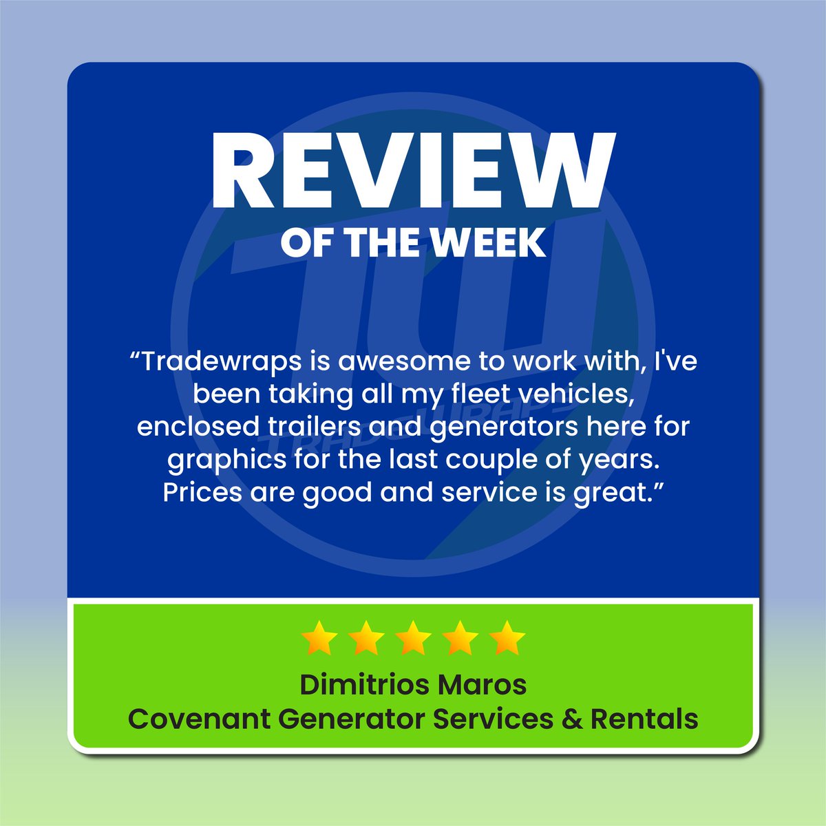 TradeWraps's tweet image. For this week's review we have Covenant Generator Services &amp;amp; Rentals ! It's not just vehicles we wrap for them!
#vehiclewraps #generatorwraps #trailerwraps #itsnotpaint #ReviewOfTheWeek