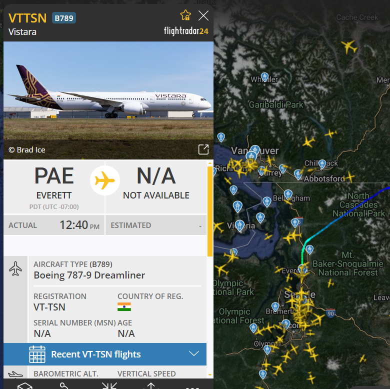 akaAkix's tweet photo. Vistara's Last B787-9 is coming HOME! 🇮🇳 VT-TSN
This is Vistara's sixth and last B787 Dreamliner aircraft delivery. Next, likely, we'll see Air India by 2025! #deliveryflight
@Vinamralongani @ArenaJet https://t.co/lf1YHOgkcE
