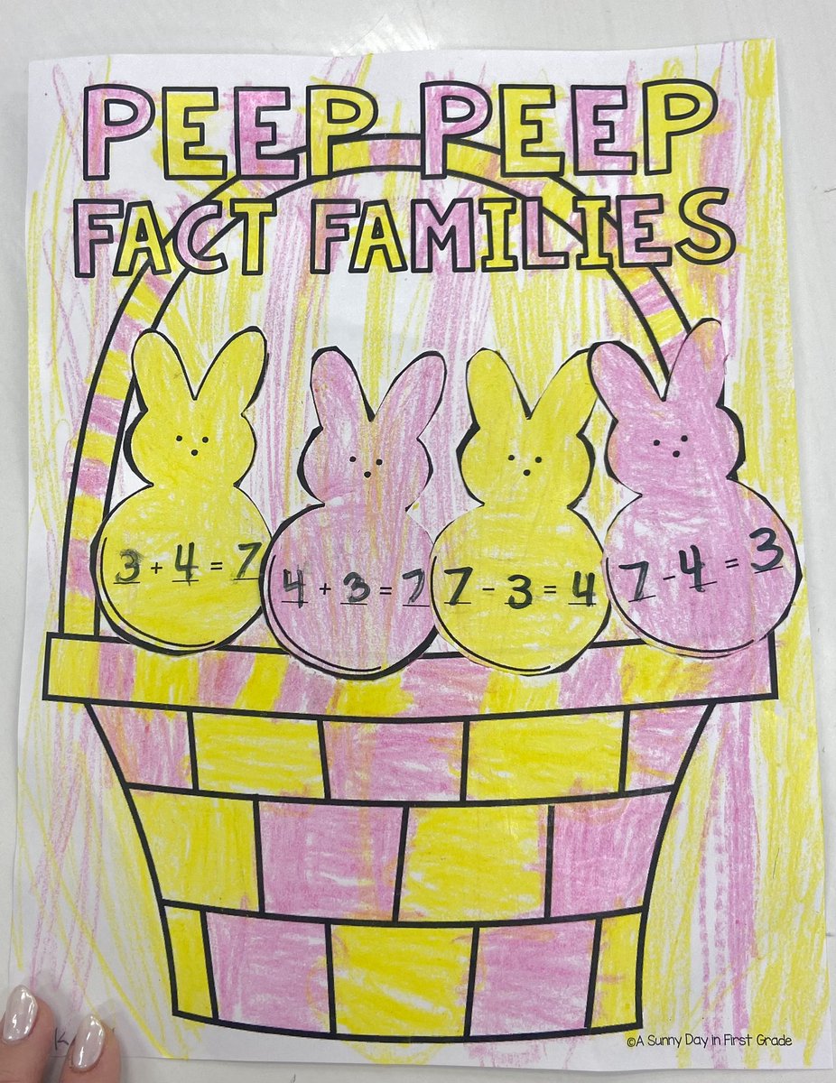 ErinShortall4's tweet photo. Today Kindergarten was introduced to Fact Families for the 1st time- Peep Peep style! 🐣🐰🌷We filled out baskets with a fact family equation. I am one proud teacher!!! @tincroadschool @markdgrilo @Dani_Marangon @debhuffman_ https://t.co/PuRWuVxXb5