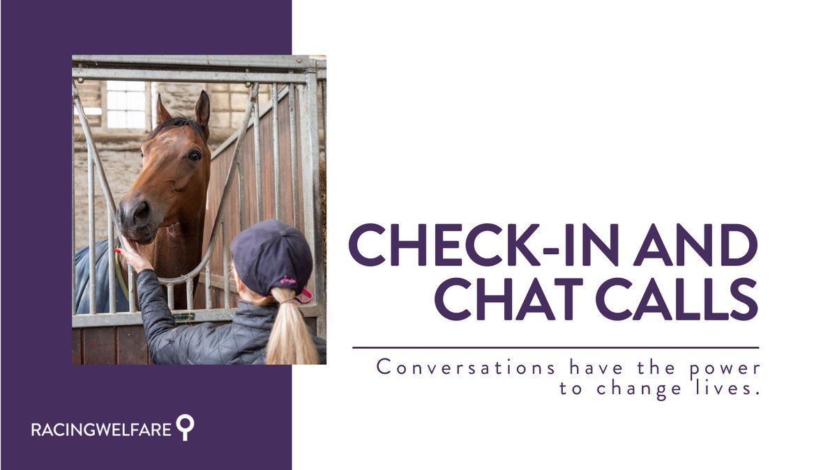Sometimes all we need is someone to really listen to our worries or concerns. Our check-in & chat service aims to help people within the industry feel connected and that they are not alone. We provide calls on a regular basis for a friendly chat: racingwelfare.co.uk/info-support/a…