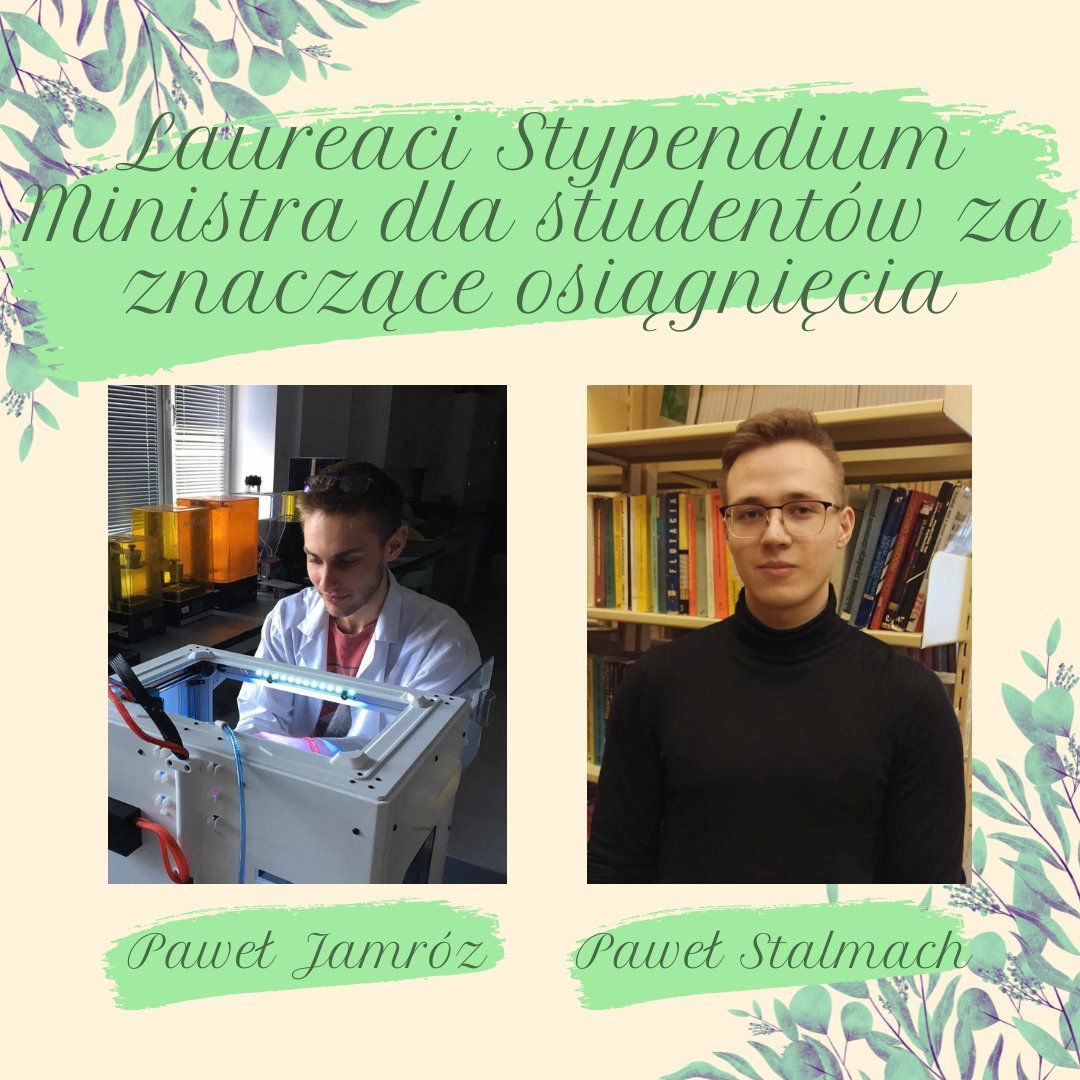 🚀We are pleased to announce that, by the decision of the @MNiSW_GOV__PL, two members of our Team @Jamroz_P & @Pawel_Stalmach received the Minister's Scholarship for significant scientific achievements related to studies. Congratulations, gentlemen💪🚀💥 #OrtylPhotoLab