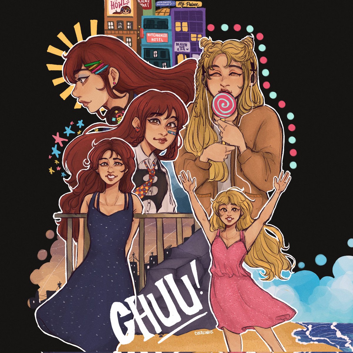 Chealinks's tweet image. My art behind my favorite girl in the world I'm so happy🥺🥺🩷🩷