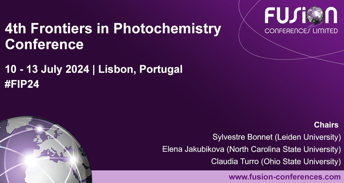 📅 #EVENT @Fusion_Conf is organizing the 4th Frontiers in Photochemistry Conference #FIP24 in Lisbon. 🎯 It will focus on the frontiers of research in the photochemical sciences, discussing various topics including solar fuels. 🔗Click here for + info: sunergy-initiative.eu/event/fusion-c…