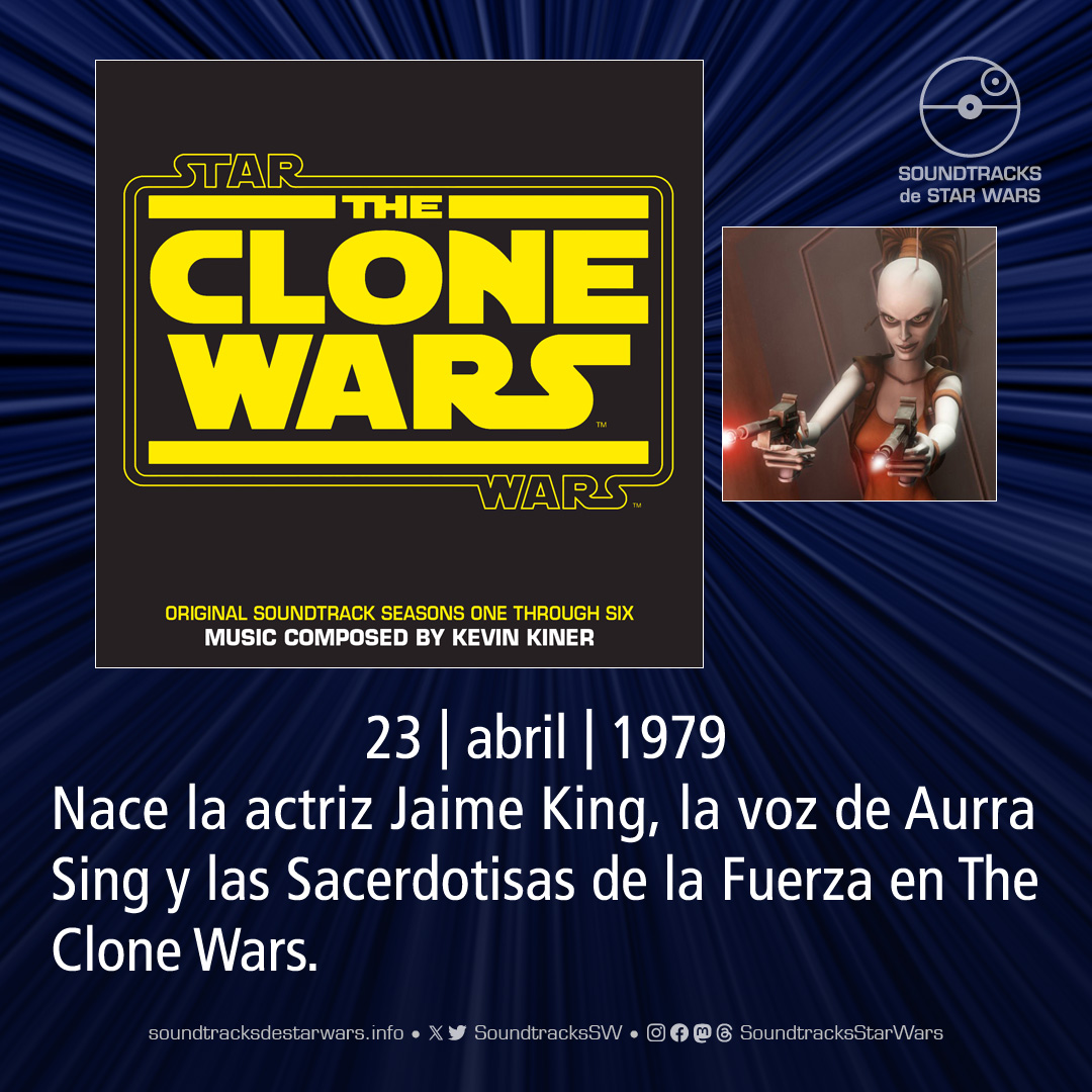 El 23 de abril de 1979 nace la actriz #JaimeKing, la voz de Aurra Sing y las Sacerdotisas de la Fuerza en The Clone Wars. On April 23, 1979, actress Jaime King, the voice of Aurra Sing and the Force Priestesses in The Clone Wars, was born. #StarWars #AurraSing #ForcePriestesses