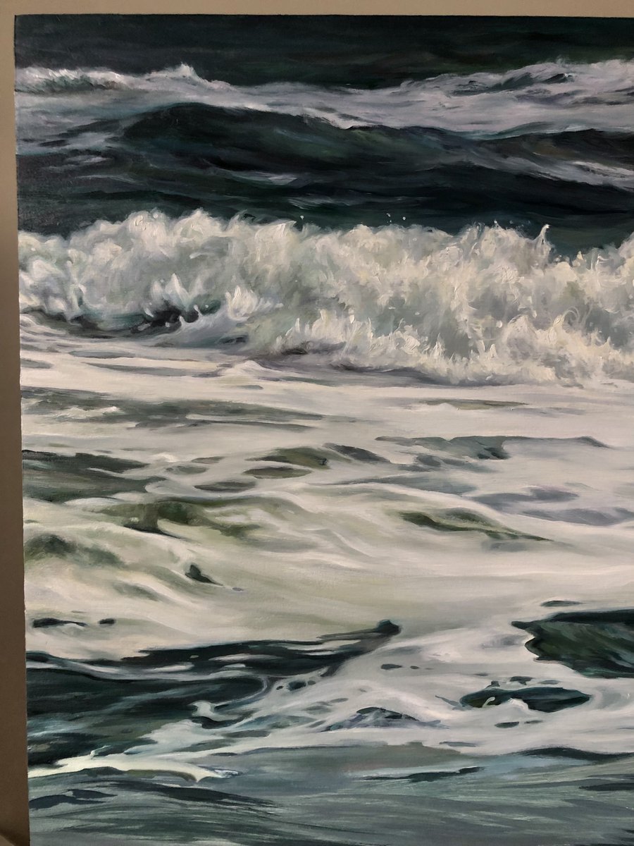 A small corner detail of my work in progress on the second pass. Keeping brush marks wet on wet for that fluid look. 
#seascapepainting