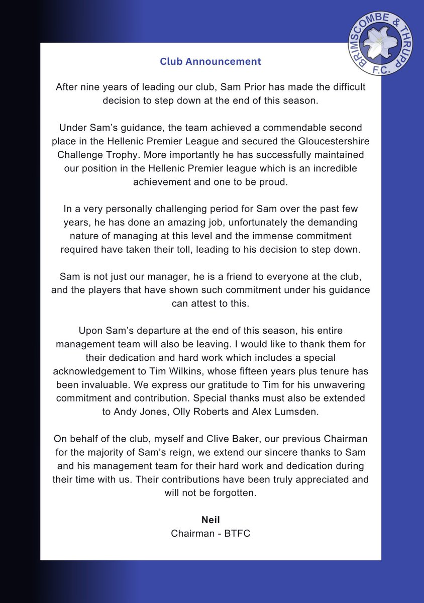 Brimscombe & Thrupp FC tweet media