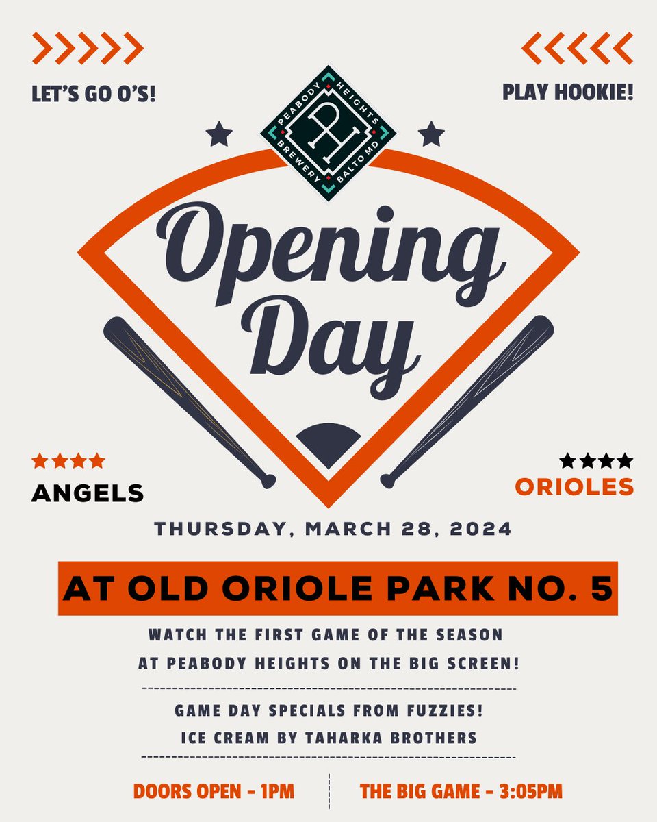 Chillin at home tomorrow for opening day? Then swing over and hang out with us. We will have our jarritos orange seltzer in the taproom for one day only, as well as fuzzies burgers, and taharka bros. Ice cream!