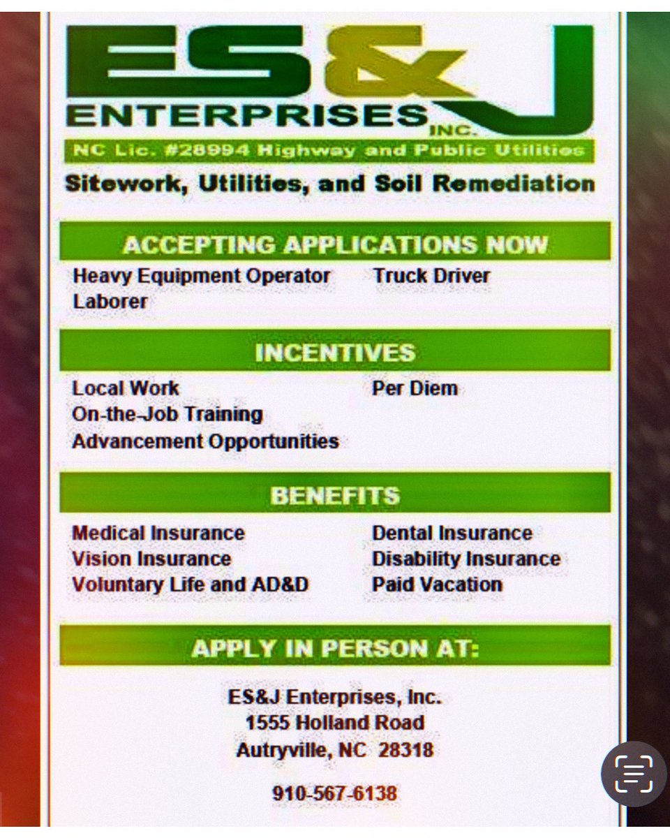 SandraCCarrollW's tweet photo. Hiring Laborers, Pipe Layers, Equipment Operators, apply in person or call for an appointment… https://t.co/uqFw7QqjgI