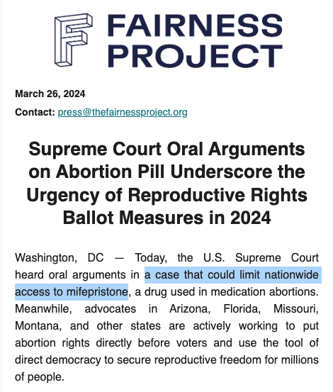 I dunno, I tend to think the Supreme Court case highlighting the looming threat of national abortion restrictions—including the Comstock Act—highlights just how fragile state ballot measures are mailchi.mp/f1a4b089364a/w…