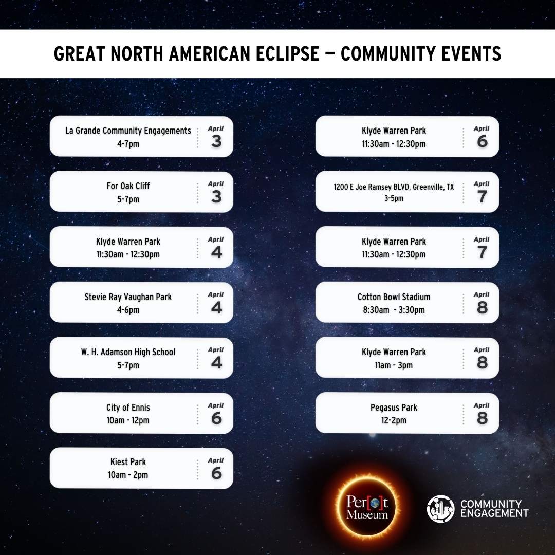 Join us in the community for #SolarEclipse insight and educational activities at the free events listed below! We will also have special activities at the Museum on April 6 and 7 (general admission tickets required). In partnership with @carnegiescience.