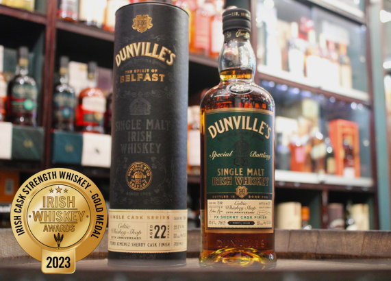 Dunville's 22 Year Old Celtic Whiskey Shop Exclusive available 🥃 This expression has been hugely acclaimed picking up the Best Irish Single Cask winner at the World Whiskies Awards 2023 and the Cask Strength Gold medal winner at the IWAs 2023! €325 bit.ly/49dhBej