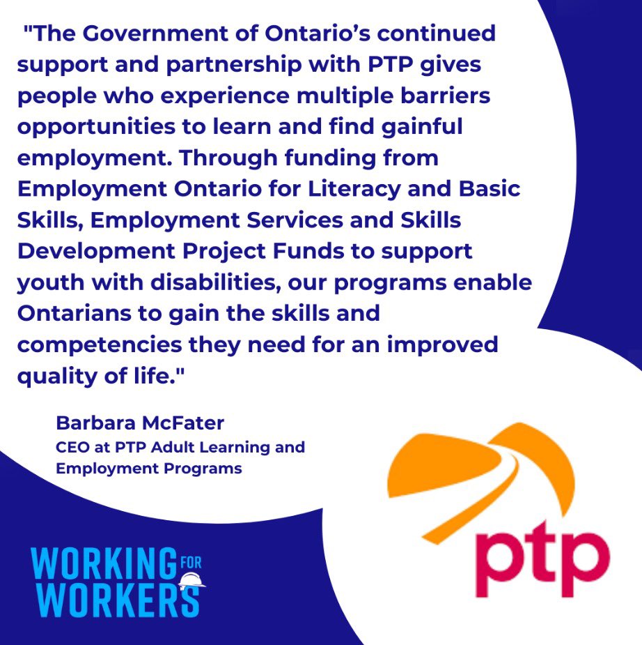 Thank you @PTPlearning for supporting the next generation of workers. As part of Ontario’s #Budget2024 we’re expanding the SDF by $100M to continue growing our workforce.

Under Premier @fordnation our government is #WorkingForWorkers 💪