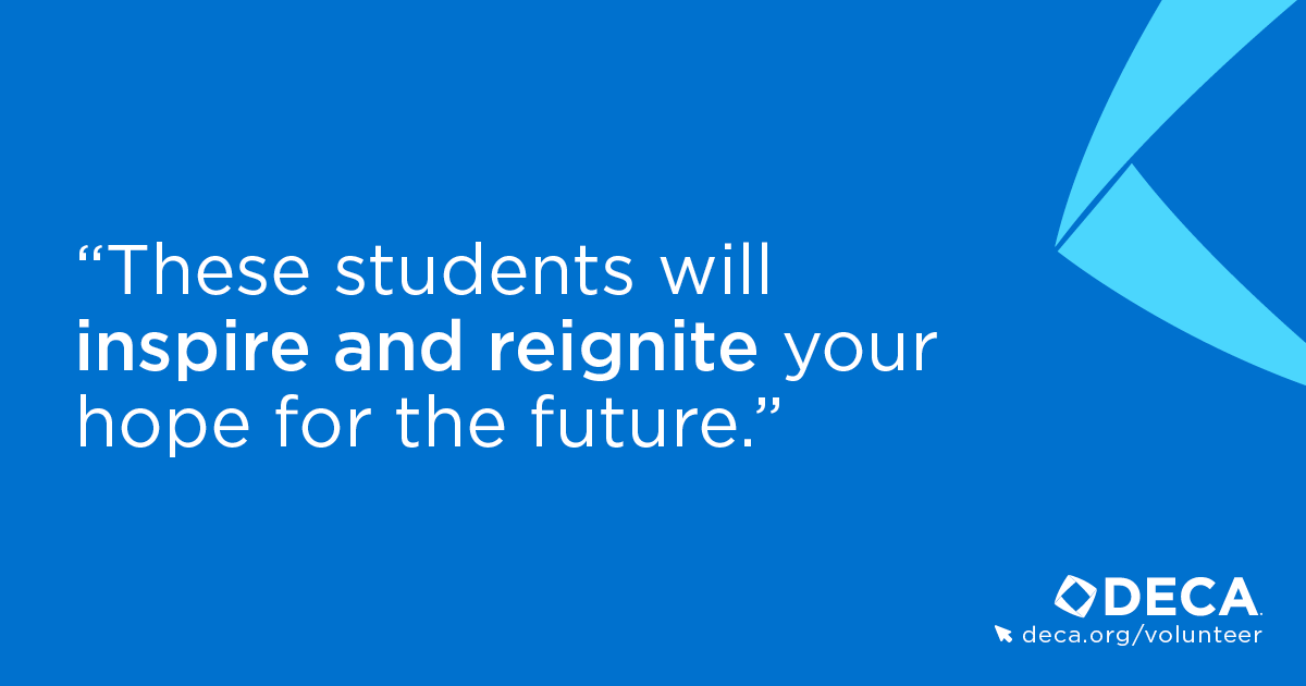 This April 28 + 29, volunteer as a competitive events judge at #DECAICDC in Anaheim, CA, and prepare to be blown away by DECA members from around the globe! Learn more about this exciting opportunity at deca.org/volunteer