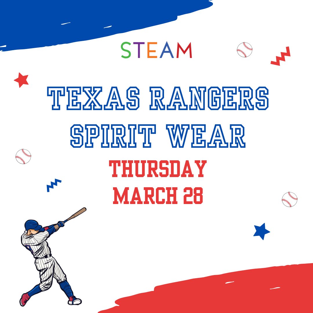 Earn house points by wearing Texas Ranger gear (or red, white, and blue) to celebrate opening day! Play ball! ⚾️