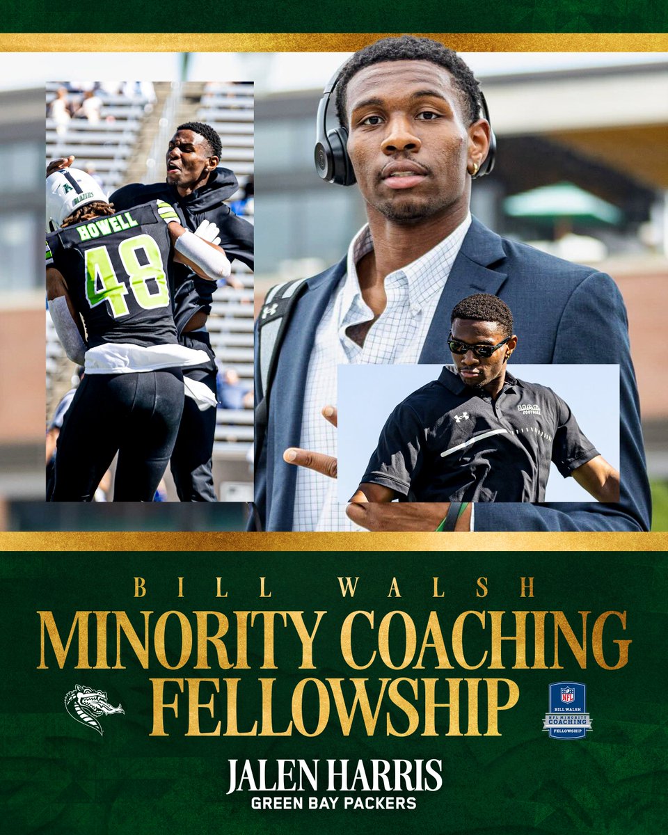 Jalen Harris 🤝 Green Bay Packers Join us in congratulating Offensive Analyst Jalen Harris on earning the Bill Walsh Minority Coaching Fellowship with the Green Bay Packers! Harris will spend part of the summer in Green Bay coaching minicamps with the Packers. #GoPackGo 🧀