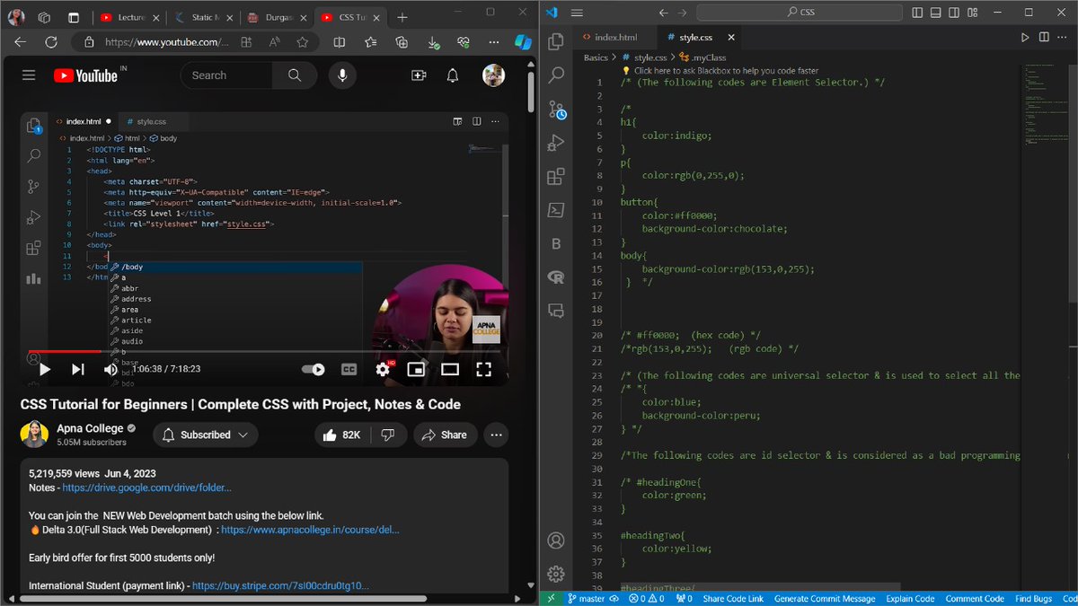 heyyParul's tweet image. ✅️Input Fields &amp;amp; Forms
✅️Tables
✅️Media &amp;amp; layouts as well.

🚀Started CSS ( Cascading Style Sheets) 

✅️CSS Syntax
✅️Types of adding CSS
✅️Colors
✅️Background Color
✅️Id &amp;amp; Class Selector

Level 1 CSS completed.
#fronted