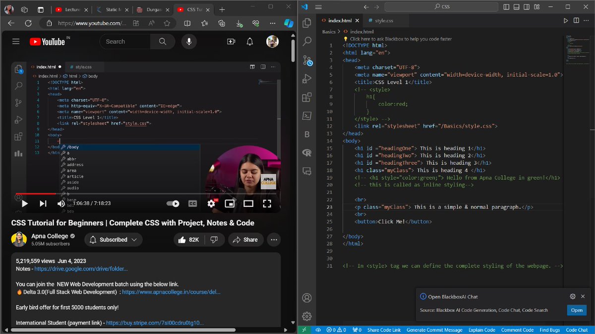 heyyParul's tweet image. ✅️Input Fields &amp;amp; Forms
✅️Tables
✅️Media &amp;amp; layouts as well.

🚀Started CSS ( Cascading Style Sheets) 

✅️CSS Syntax
✅️Types of adding CSS
✅️Colors
✅️Background Color
✅️Id &amp;amp; Class Selector

Level 1 CSS completed.
#fronted