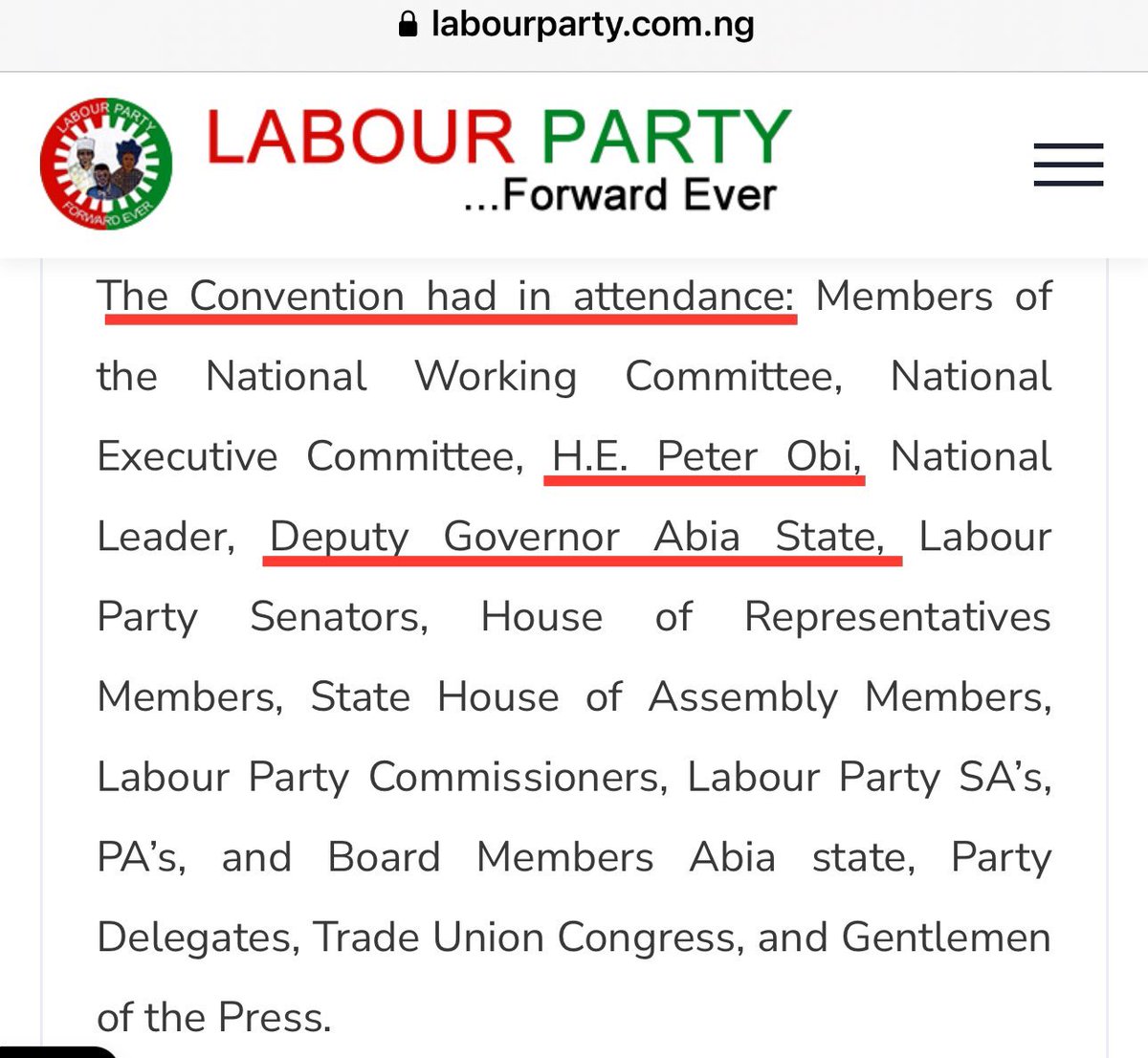 Obi was NOT in this convention Why the lies? Abure and Co W-H-Y?