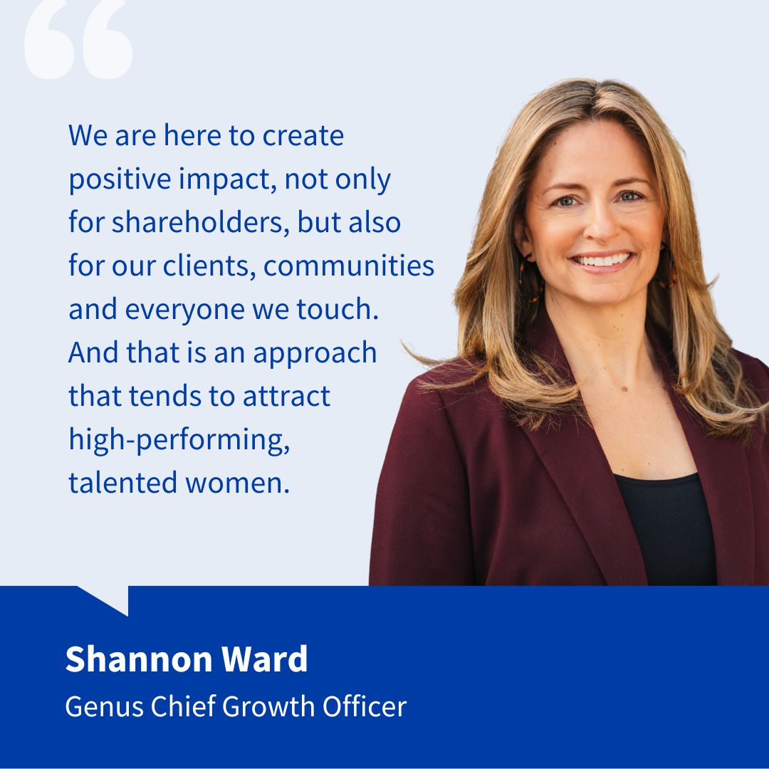 As our Chief Growth Officer Shannon Ward explains in our latest blog, Genus puts its commitment to women into action—through hiring, growth opportunities, general financial education, and screening for gender equality in our funds. Read it here: bit.ly/3TqQo3n