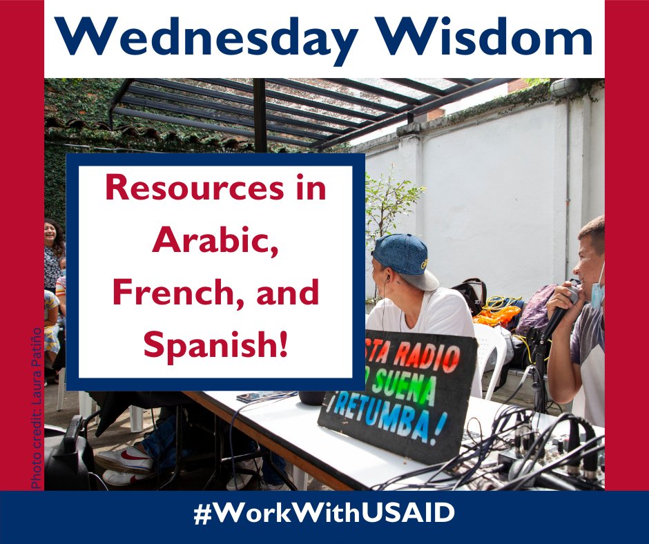 #WednesdayWisdom: 🌍Do you speak Arabic, French, or Spanish? Check out this blog with brand-new TRANSLATED resources in those languages! Linguistic accessibility of @USAID resources is critical to advancing the Agency’s goals of localization! workwithusaid.gov/blog/cultivati…