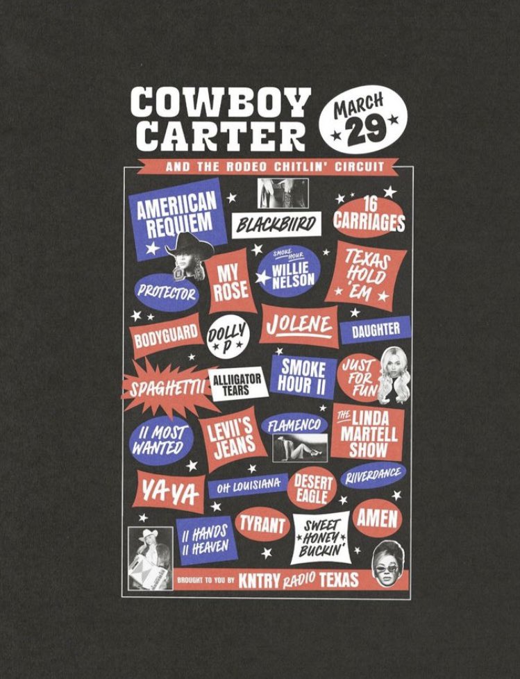 Y si especulamos? Yo empiezo:
🤠Que tal y el Cowboy Carter tenga collab con <a href="/MileyCyrus/">Miley Cyrus</a>? Depronto conectaron en los grammys, Dolly Parton…no sé Miley Cirus es muy country icon