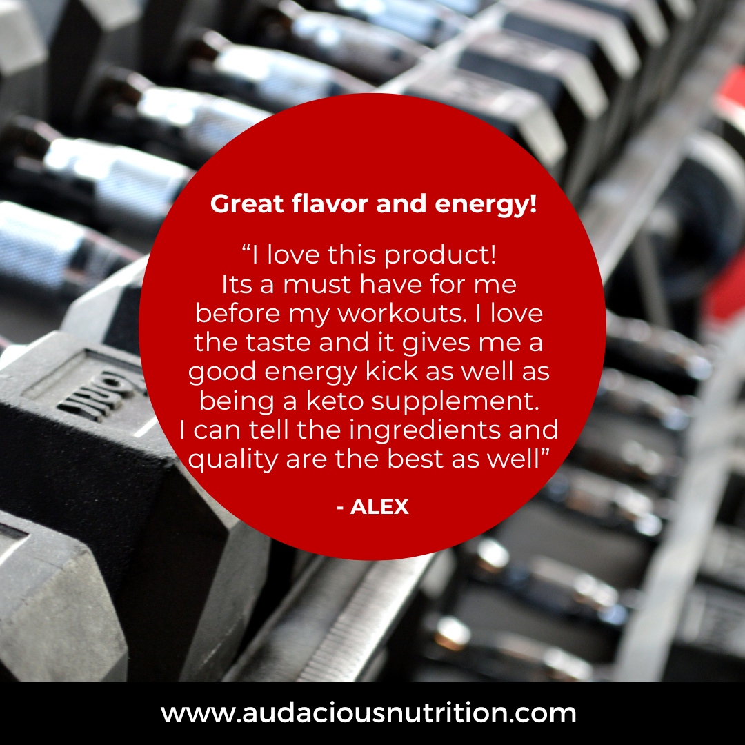 Feeling incredibly grateful for Alex's amazing testimonial! 🙏 Our product is designed to fuel your workouts and boost energy levels while staying keto-friendly. 

Thanks for recognizing the quality and taste! 💪 

#AudaciousNutrition #Thankful #KetoEnergy #WorkoutFuel #Qualit...