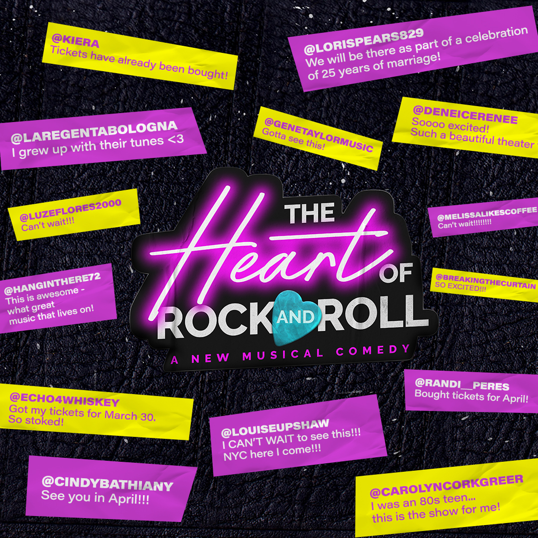 Fans are tuning in to THE HEART OF ROCK AND ROLL's Broadway debut with electric anticipation! Who's ready to rock out? 🤘Performances begin THIS FRIDAY! #heartofrnrbway