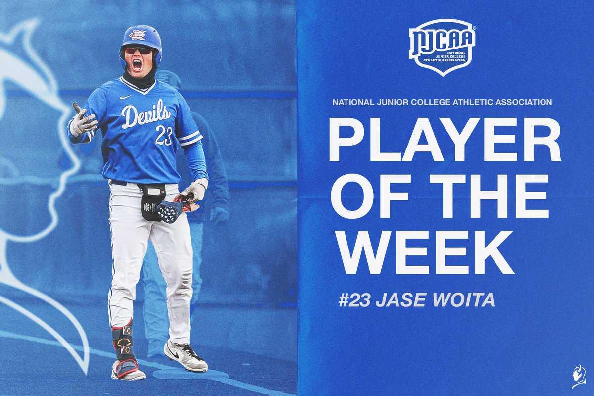 Jase Woita brought home the Week 5 NJCAA Player of the Week!!! The first baseman batted .588 for the week and brought in 11 RBIs, scored seven runs and had five extra base hits! Congrats, Jase! #KCKCCProud #HornsUp