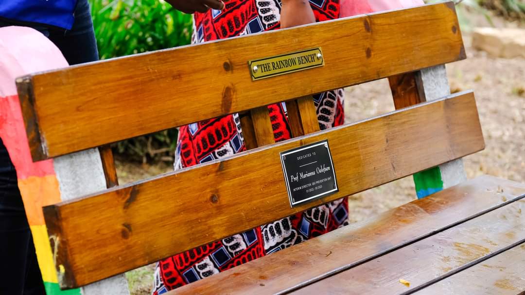 ufh1916's tweet photo. Yesterday during the official opening of the University of Fort Hare's (UFH) first-ever Gender-Based Violence Prevention Unit (GBVPU) Office, the Unit unveiled "The Rainbow Bench” in honour of the former Interim Director, Prof Marianna Oelofsen. https://t.co/yNtzHynArP