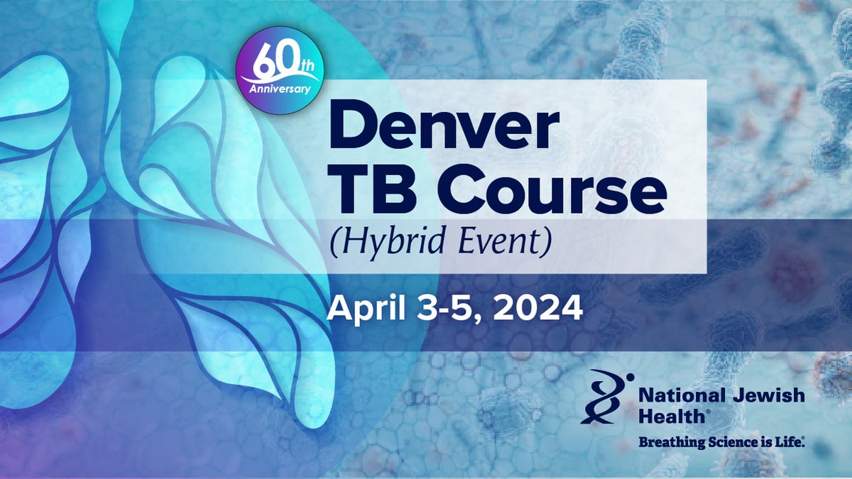 We look forward to welcoming everybody for #DenverTBCourse. Join in person or Zoom. National experts will be presenting the latest data and findings to diagnose, treat and #EndTB @CDC_TB @WHO @TB_PPM @StopTB @ATS_PITB @TbDivision #TB bit.ly/DenverTB60