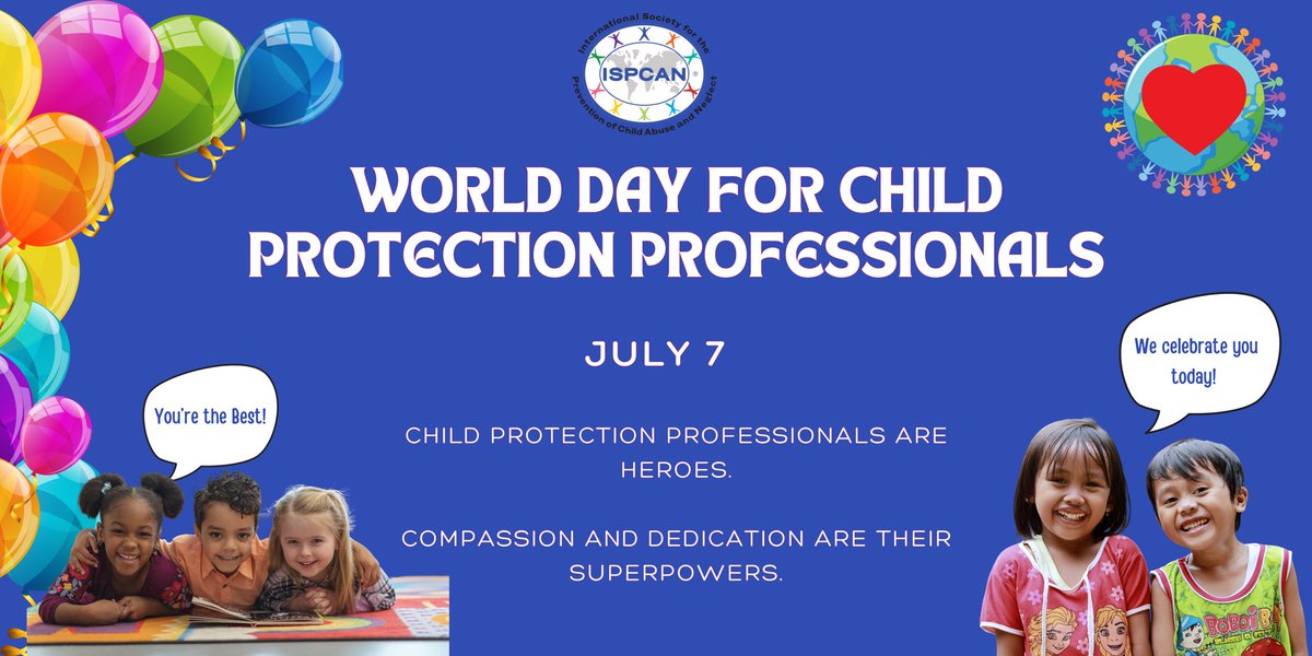 Save the Date! July 7th! World Day for Child Protection Professionals. 2024 Theme, “You Make a Difference “. A day to celebrate and acknowledge Child Protection Professionals and the difference you make. We encourage individuals, employers, community leaders, and other healthcare