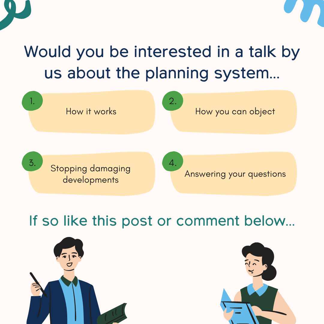 QUICK QUESTION.....
Would you be interested in attending a talk about the planning system?  We help lots of people object to damaging developments with guidance on our planning system.  Comment or like post to let us know!
.
.
.
#cpreherefordshire #planningsystem #cpretalk