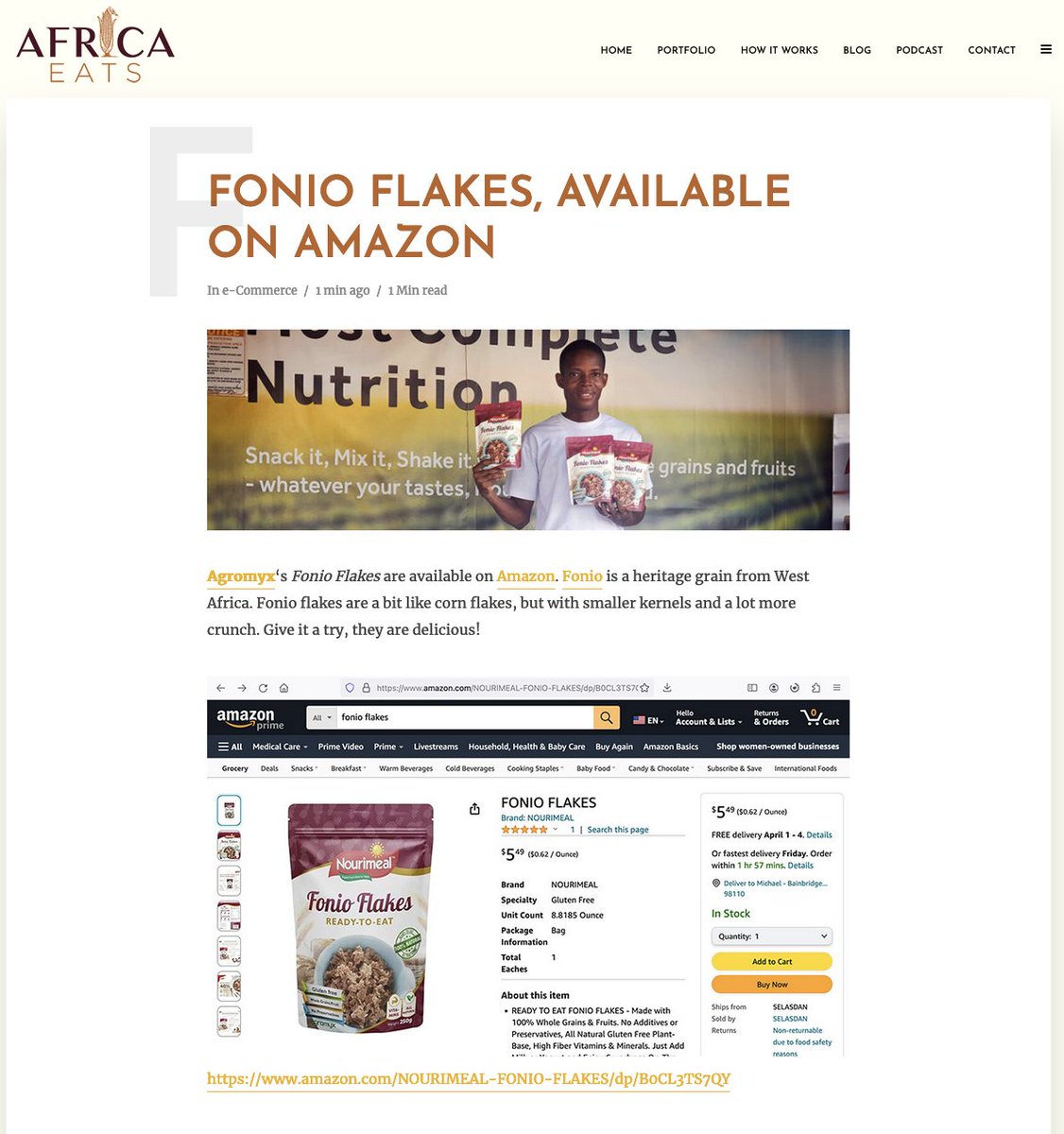 Fonio Flakes from Agromyx in Ghana are now available on Amazon. africaeats.com/fonio-flakes-a…