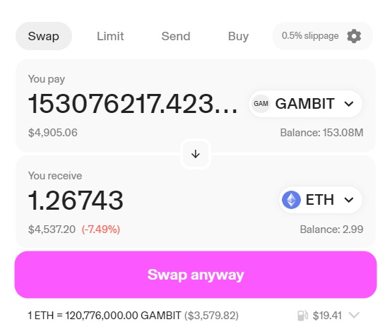 mapornoli's tweet photo. $GAMBIT airdrop is now live https://t.co/kAu2hLPtz8 https://t.co/O5mO69K6tG